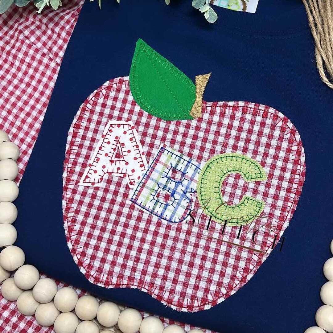 Back to School Apple ABC Alphabet Applique Shirt Etsy