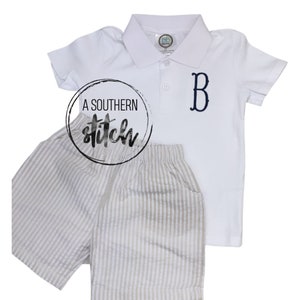 Monogrammed Polo Shirt + Seersucker Short Set
