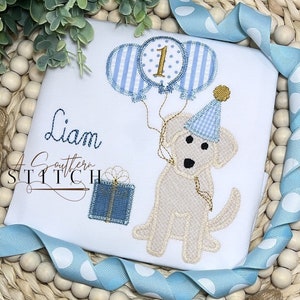 Puppy Pawty Shirt Only | Puppy Birthday Party Shirt | Balloons | Vintage Puppy | Appliqué