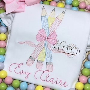 Zurück zu Schule Bleistifte Trio Skizze | Monogrammed Back to School Shirt