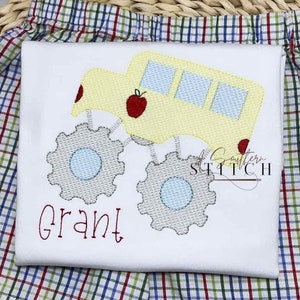 School Bus Monster Truck | First Day of School | Boy Back to school outfit | School Supplies | Name