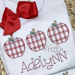 Back to School Apple Kindergarten Shirt or Dress | Vintage Apple School Shirt | First Day of school  Embroidered Outfit