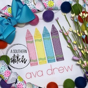 Back to School Crayon Sketch  | Monogrammed Back to School Shirt