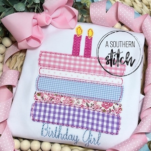 Birthday Girl Shirt | Slice of Cake | Candles | Birthday cake Applique