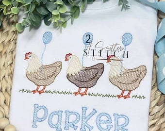 Chicken Trio Appliqué Birthday Shirt | Any Age | chicken birthday party