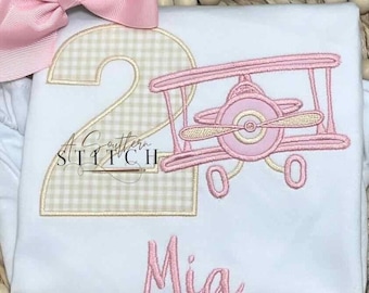 Mädchen Flugzeug Geburtstag Shirt | Pinkes Flugzeug Geburtstag | Die Zeit vergeht wie im Flug Flugzeug Party Geburtstags Shirt
