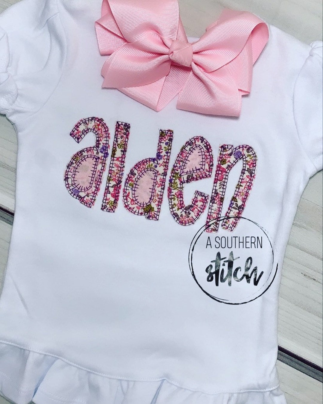 Floral Appliqué Name | Ruffle Shirt | Appliqué Name - Etsy