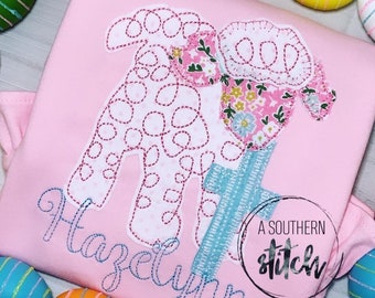 Easter Lamb Applique | Girl Ruffle Shirt | Lamb | Easter Appliqué
