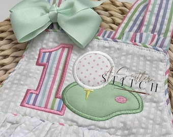 Hole in One Golf Birthday Bunt Sunsuit | Seersucker Sonnenanzug