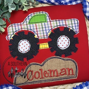 Monster Truck Appliqué | Boys Shirt | Monster Jam | Appliqué | Monogram image 1