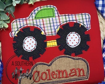 Monster Truck Appliqué  | Boys Shirt | Monster Jam | Appliqué | Monogram