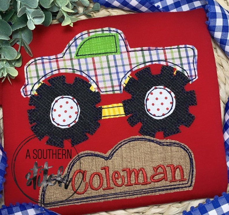 Monster Truck Appliqué | Boys Shirt | Monster Jam | Appliqué | Monogram image 1