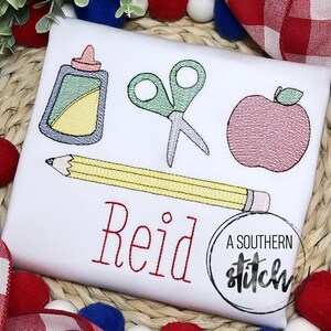 School Supply Set Sketch | Girl or Boy | First Day of School Shirt