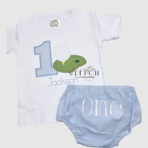 Gingham Hole in One Shirt + Gingham Diaper Cover Set (bib NOT included)