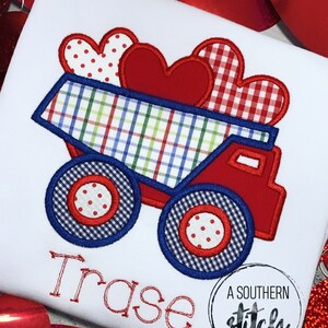 Dump Truck Hearts Appliqué | Valentine&#39;s Day | Dump Truck | Hearts