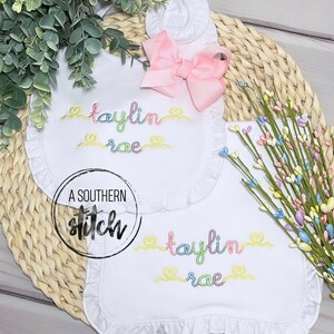 Monogrammed Ruffle Bib + Burp Cloth Set | Baby Gift | Monogram | Baby Set
