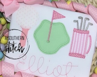 Golf Trio Appliqué | Ruffle Shirt | Summer Time | Daddy's Girl | Golf Appliqué