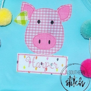 Pig Appliqué | Girl or Boy | Farm Pig | Monogram