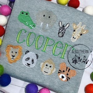 Zoo Animals Vintage Stitch | Boy or Girl | Trip to the Zoo | Jungle Animals | Sketch