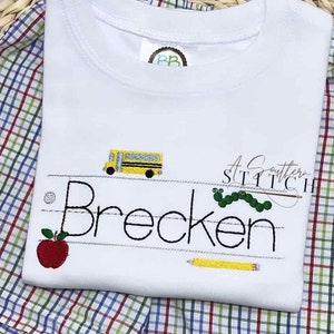 Back to School Alphabet School shirt |  | First Day of School | Mini school Embroidery | School day outfit | Supplies | Name