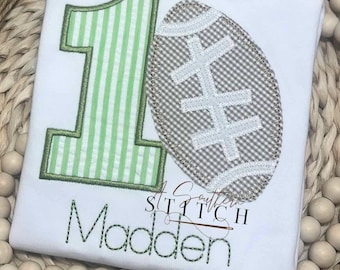 Erster Geburtstag Fußball Shirt | Grünes Seersucker Fussball Trikot