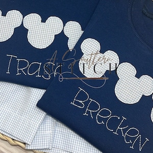 Gingham Mouse Trio Appliqué Shirt or bubble