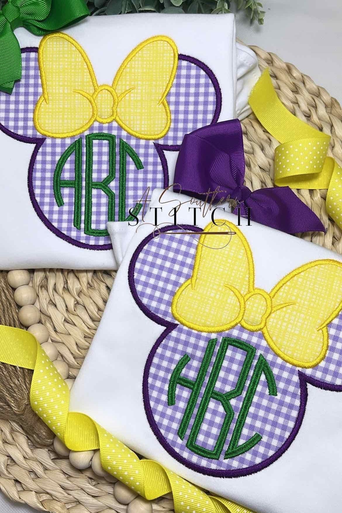 Girl Mouse Mardi Gras Appliqué Magical Shirt or Romper Mardi Gras Shirt