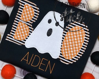 Boo Halloween Appliqué | Boy's Halloween Shirt | Trick or Treat | BOO | Ghost