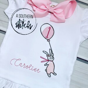 Vintage Balloon/Bunny Sketch Birthday Shirt