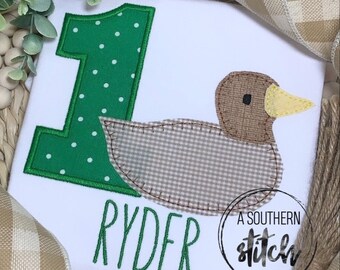 Mallard 1st Birthday Appliqué Shirt | Mallard Birthday Party Shirt |Mallard | Age Mallard | Appliqué