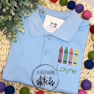 Back to School Polo  | Mini Crayons + Name