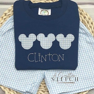 Mouse Trio Appliqué  + Windowpane Short Set
