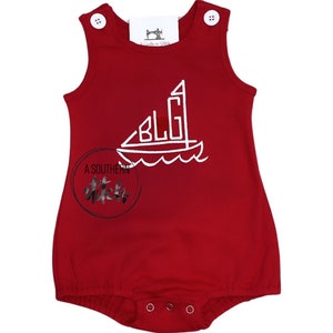 Red Monogrammed Bubble | Sailboat Monogram | Knit Bubble
