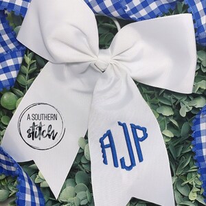 Monogramrosett | Monogrammerad cheerleader-hårsnodd | Monogram | Cheerleader-rosett | Flickarosett
