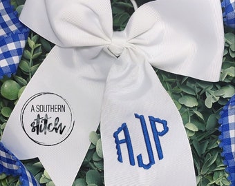 Monogrammed Bow | Monogrammed Cheer Bow Hair Tie | Monogram | Cheer Bow | Girl Bow