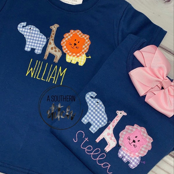 Girls Zoo Trio Appliqué Dress or Shirt | Zoo Dress