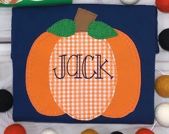 Camisa o mono de otoño con apliques de calabaza / Camisa con apliques de calabaza para niño