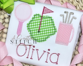 Golf Trio Appliqué | Ruffle Shirt | Summer Time | Daddy's Girl | Golf Appliqué