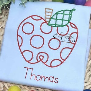Back to School Apple Enbroidery | Monogrammed School Shirt