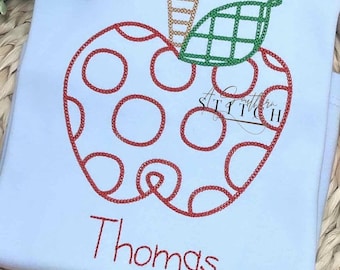 Zurück in die Schule Apfel Stickerei | Monogrammed Schul-Shirt