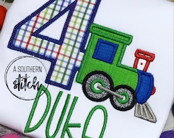 4th Train Birthday Shirt| Fourth Birthday Applique | Custom Birthday Shirt