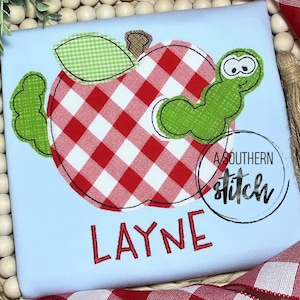 Back to School Shirt | Apple Worm Appliqué Shirt