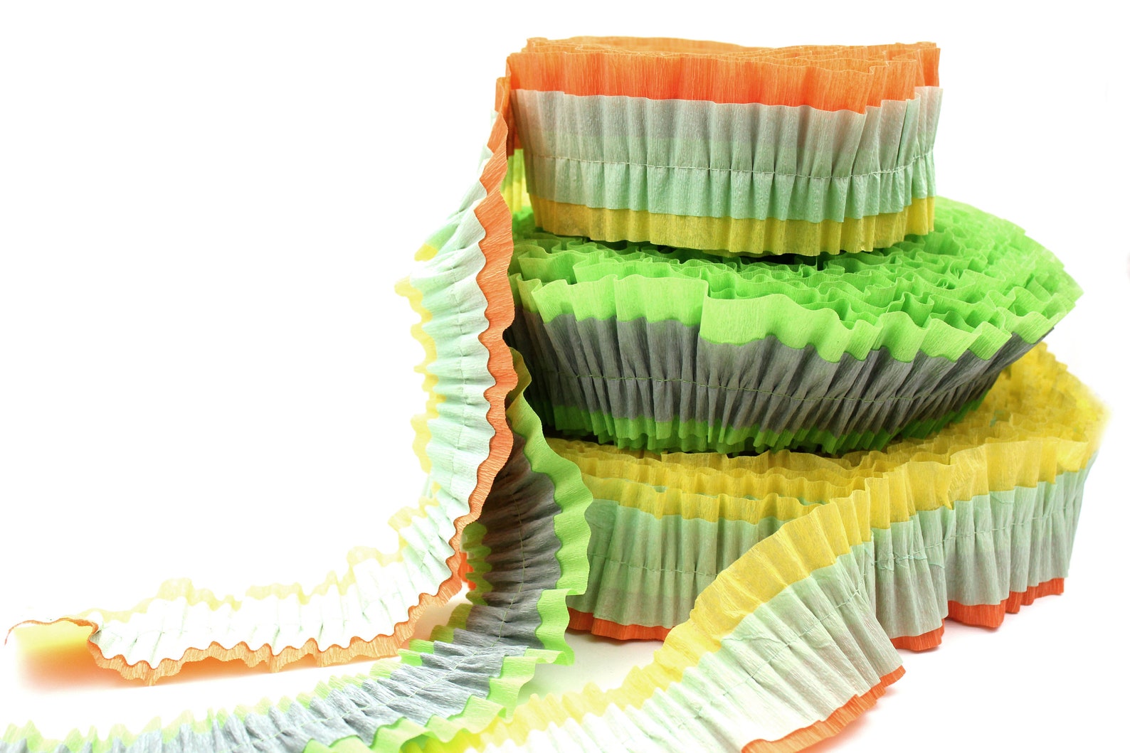 Ruffled Crepe Paper Decoration Lime Green Grey Etsy