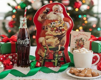 ヴィンテージ サンタクロース コーラ缶、コカコーラ 金属製フィギュア