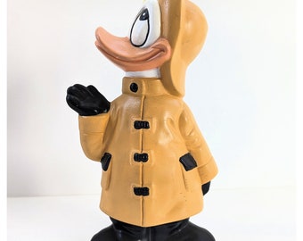 Vintage Walt Disney 1978 Donald Duck ceramic figurine 9.5" Raincoat Collectible