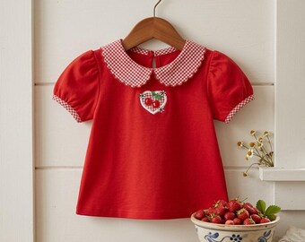 Vintage Healthtex Gingham & Cherry Swing Top | Girls 5 | 1990s Cottagecore USA Made