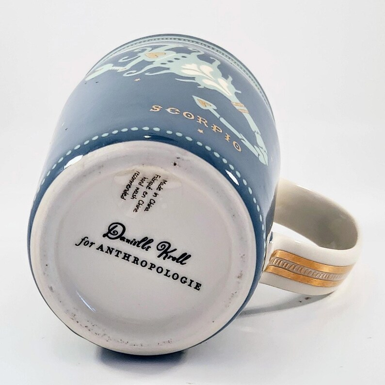 Anthropologie Danielle Kroll Teal & Metallic Gold Zodiac "Scorpio" Tasse 14 oz Bild 8