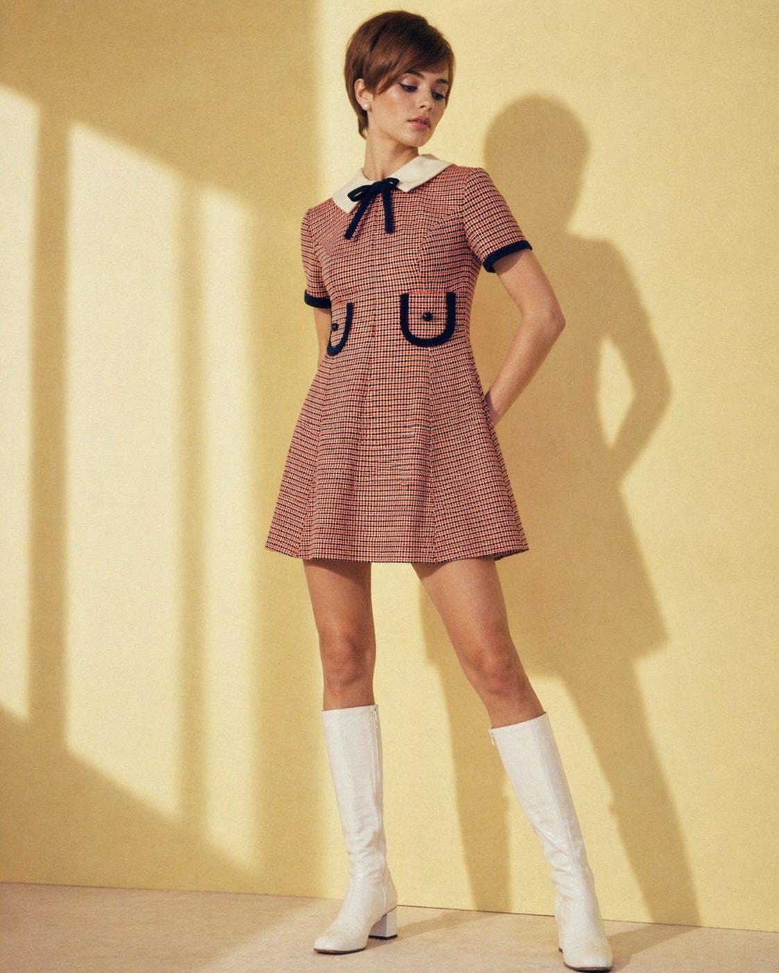 knee length dresses for ladies Vintage 70s Pleated Souffle Mini Dress White – Call Me The Breeze main image 0