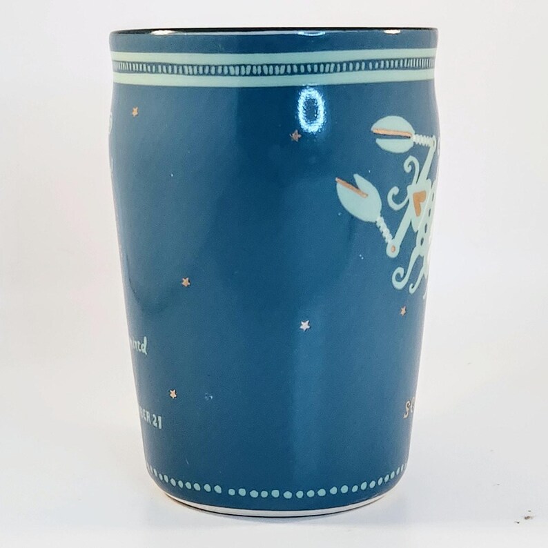 Anthropologie Danielle Kroll Teal & Metallic Gold Zodiac "Scorpio" Tasse 14 oz Bild 7