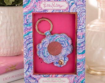 Lilly Pulitzer AirTag GPS Halter Schlüsselbund NIB | Zum Glück als Muschel rosa lila